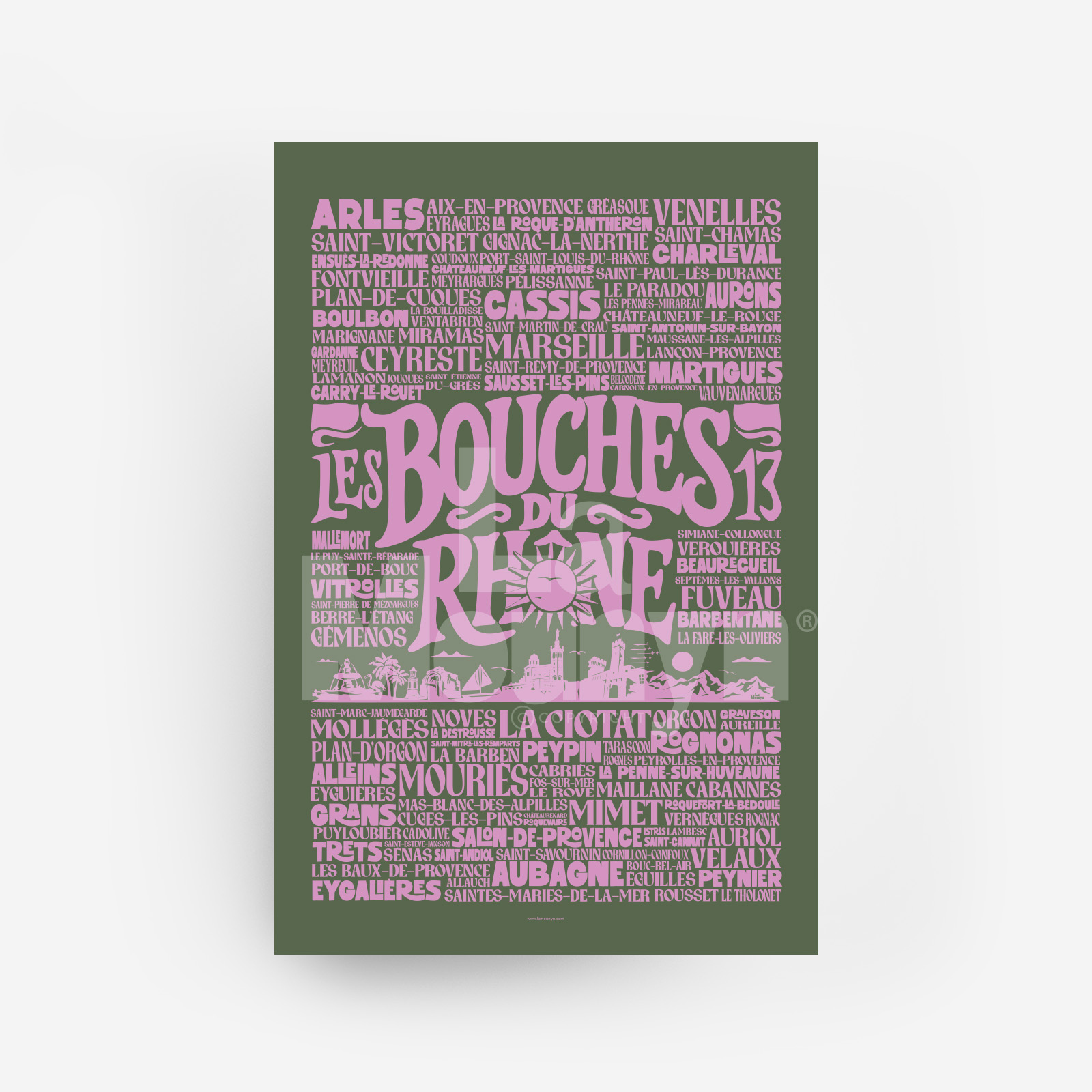 bouches-du-rhone-typo-kaki-lamounyn BOUCHES-DU-RHÔNE TYPO KAKI – Image 1